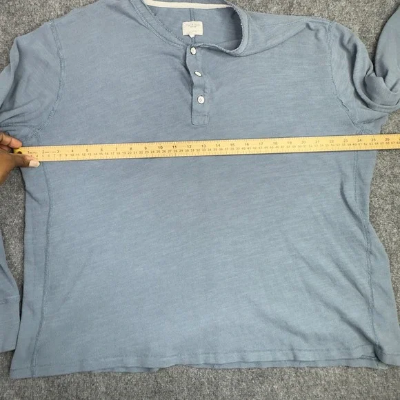 Rag & Bone Henley Shirt Mens XXL Blue Cotton Slub Long Sleeve Casual Minimalist - Picture 8 of 9